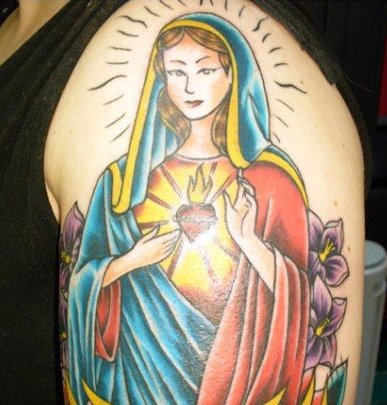 Sacred Heart Mary On Shoulder