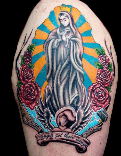 Mary Tattoo On Shoulder