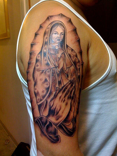 Pleasant Mary Tattoo On Shoulder