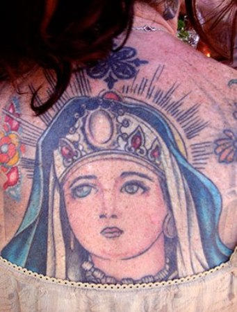 Fabulous Mary Tattoo On Back