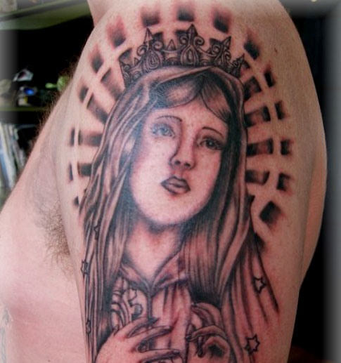 Sublime Mary Tattoo On Shoulder