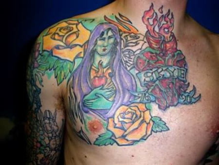 Wondrous Mary Tattoo On Chest