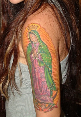 Amazing Mary Tattoo On Shoulder