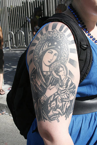 Prime Jesus-Mary Tattoo On Shoulder