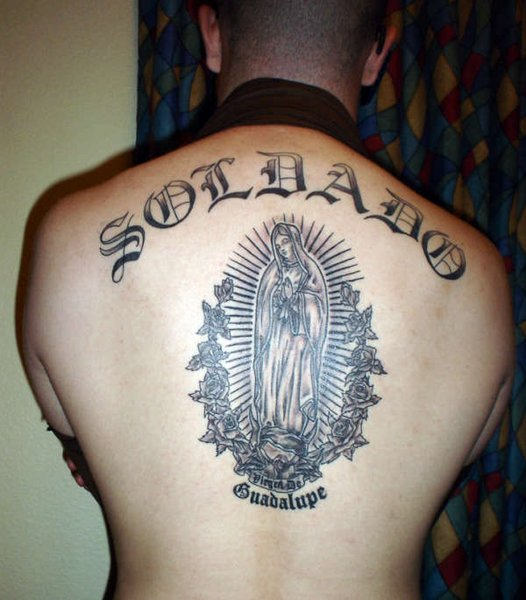 Amiable Mary Tattoo On Back