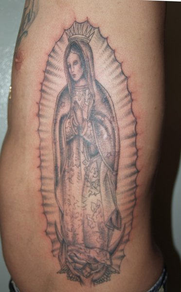 Mary Tattoo On Rib