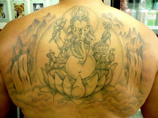 Wonderful Ganesh Tattoo On Back
