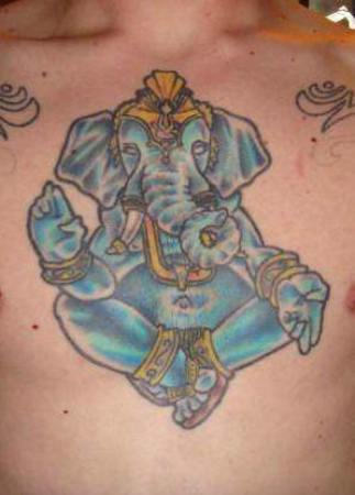 Blue Ganesh Tattoo On Chest