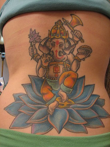 Lovely Ganesh Tattoo On Waist