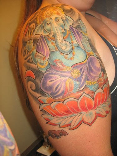 Ganesh Tattoo On Shoulder