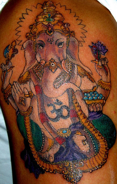 Colorful Ganesh Ji Tattoo