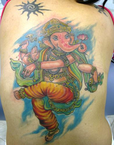 Stunning Ganesh Tattoo On Back