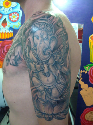 Attractive Ganesh Tattoo On Shoulder