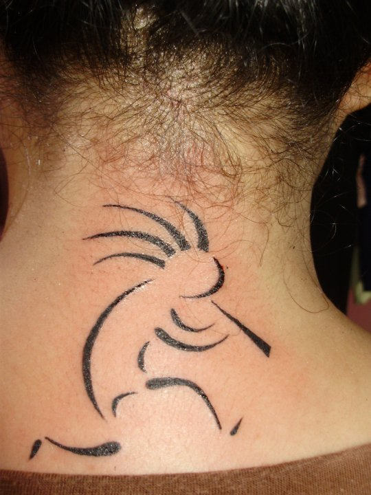 Kokopelli Tattoo On Neck