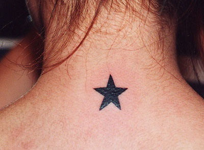 Little Star Tattoo On Neck
