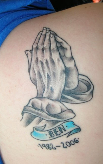 Memorial Praying Hands Tattoo