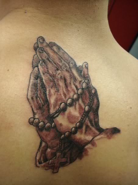 Praying Hands On Back