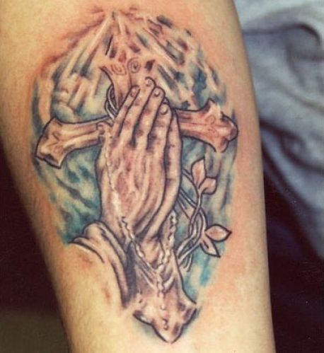 Praying Hands - Rosary and Cross Tattoo