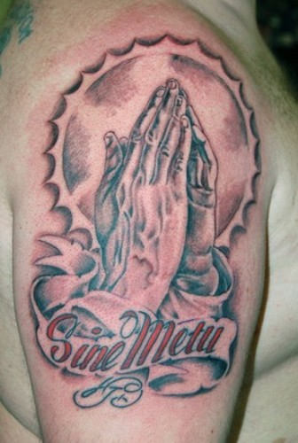 Praying Hands On Shoulder