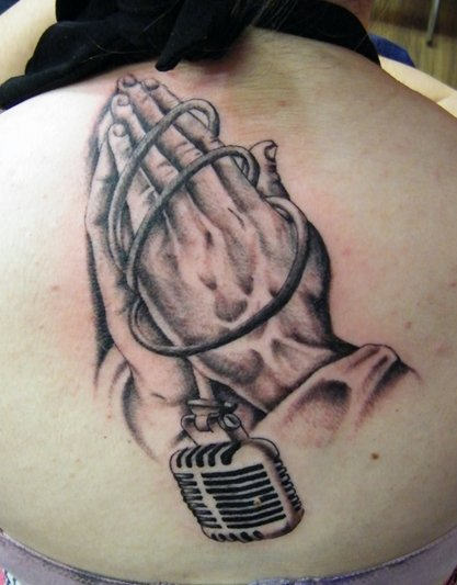 Praying Hands Tattoo On Back