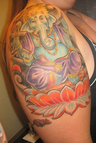 Shri Ganesh Tattoo On Shoulder