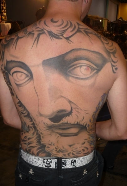 Great Jesus Tattoo On Back
