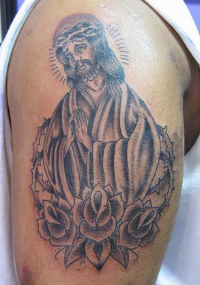 Jesus Tattoo Design on Bicep