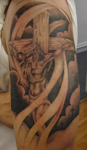 God Jesus Tattoo On Shoulder