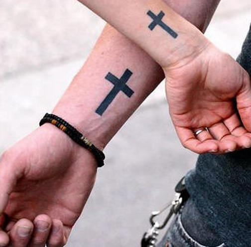 Black Cross Tattoos On Arms