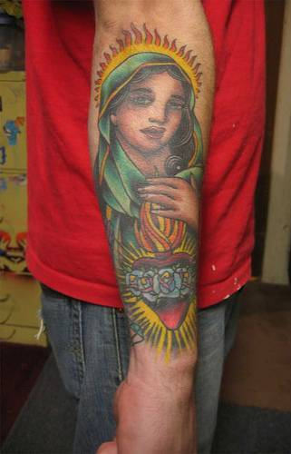 Virgin Mary Tattoo on Arm