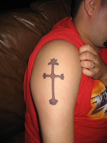 Cross Tattoo On Shoulder