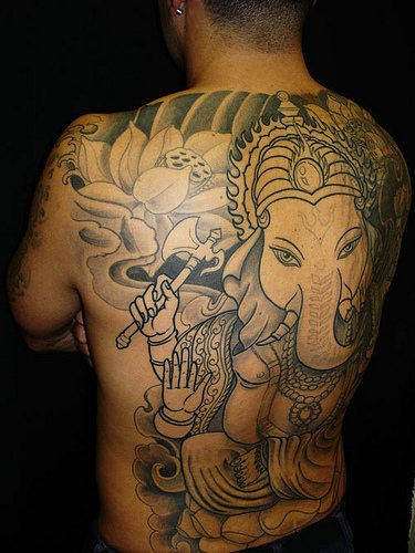 Huge Ganesha Tattoo On Back