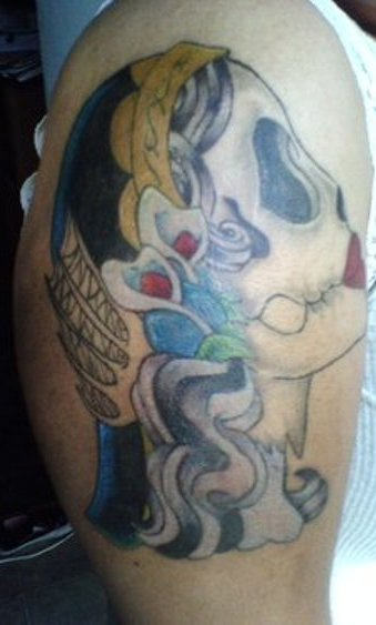 Dia De Los Muertos Tattoo On Shoulder