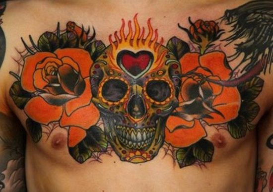 Winsome Dia De Los Tattoo On Chest