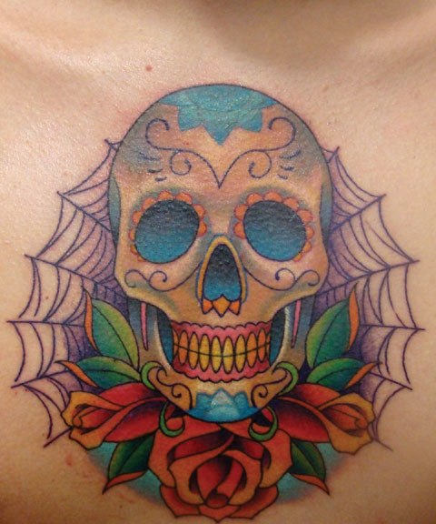 Smiling Skull Dia De Los Tattoo