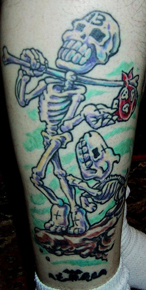 Dia De Los Muertos Tattoo On Leg