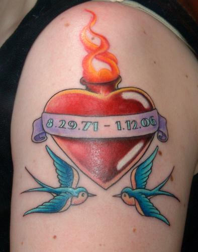 Sacred Heart Tattoo On Shoulder