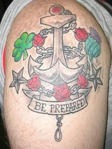 Be Prepared Tattoo On Shoulder