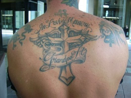 Winsome Memorial Tattoo On Back