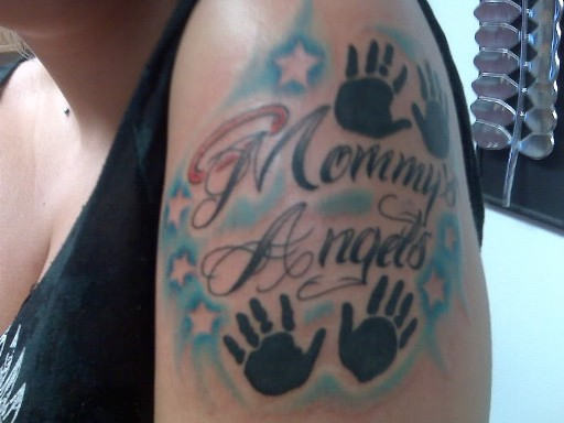 Mommy Angel Tattoo On Shoulder