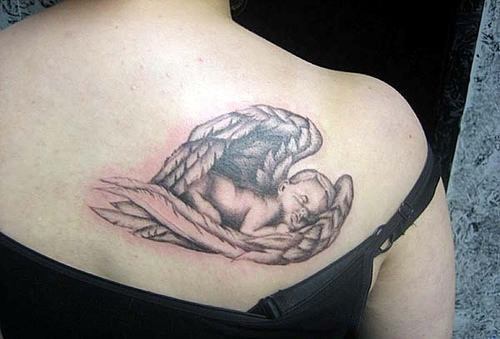 Baby Angel Tattoo On Back