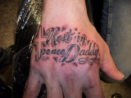 RIP Daddy Tattoo On Hand