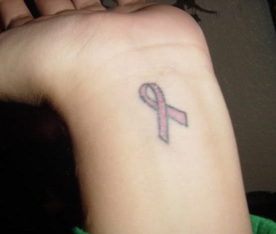 Small Ribbon Tattoo On Wrist