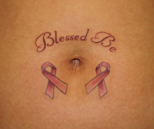 Blessed Me Tattoo On Belly