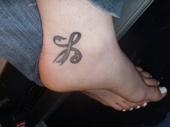Ribbon Tattoo On Heel