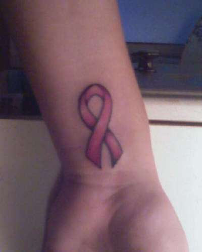 Small Ribbon Tattoo On Wrist