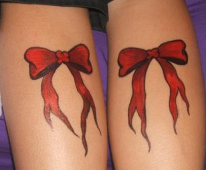 Lovely Red Ribbons Tattoos