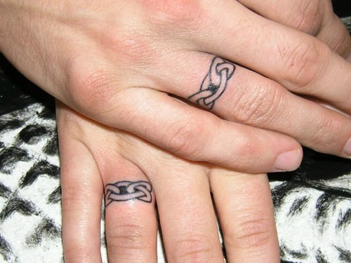 Knot Black Ring Tattoo On Finger