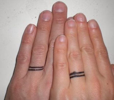 Simple Rings Tattoo On Fingers