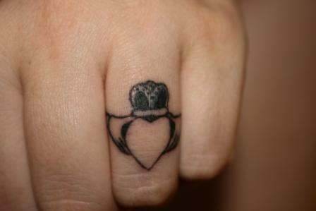 Heart Ring Tattoo On Finger